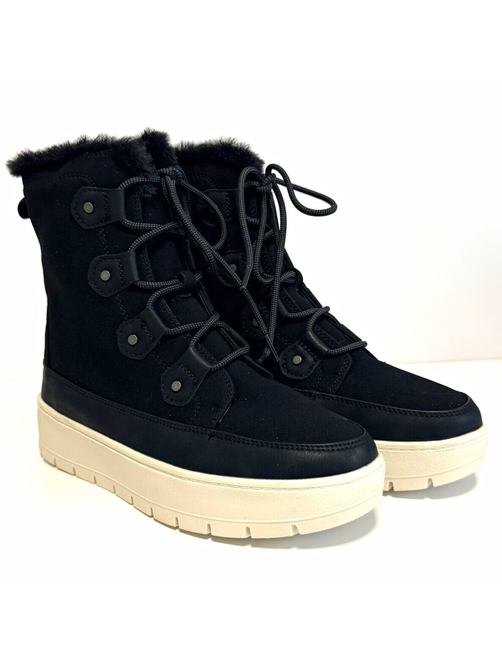 Falls Creek Amelia Women’s Black Faux Fur Lined Winter Boots Size 7M NWOB